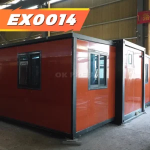 【EX0014】40ft Brown-Red Wall Panel Side-Opening Doors and Dual Toilets Expandable Container House