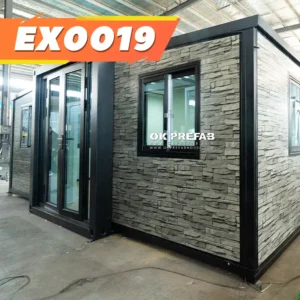 【EX0019】20ft Expandable Container House with Brick Pattern Panels and 2 Large Rooms